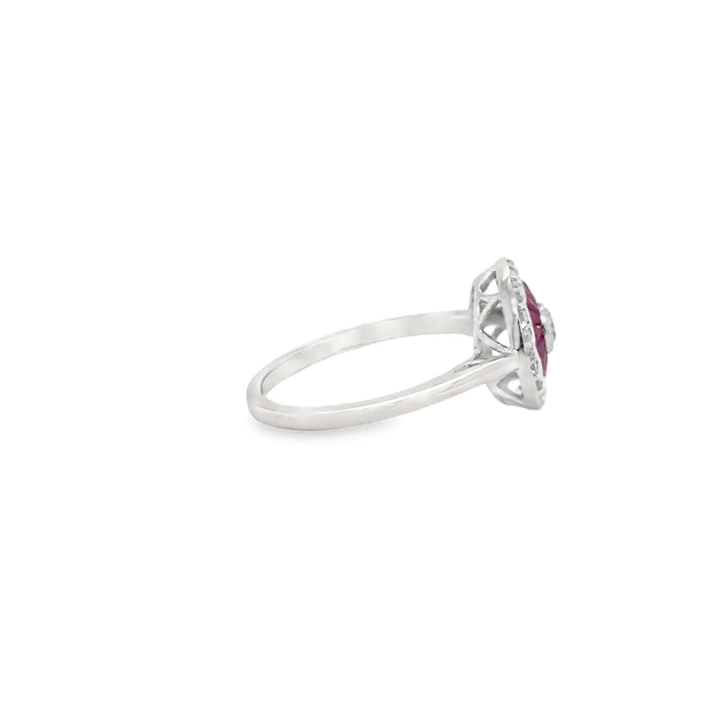 14KT WHITE GOLD RUBY AND DIAMONDS RING