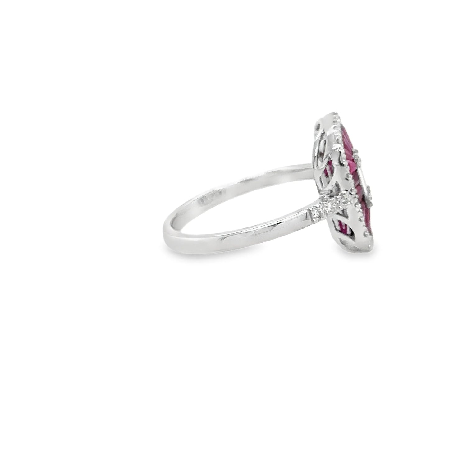 14KT WHITE GOLD RUBY AND DIAMONDS RING