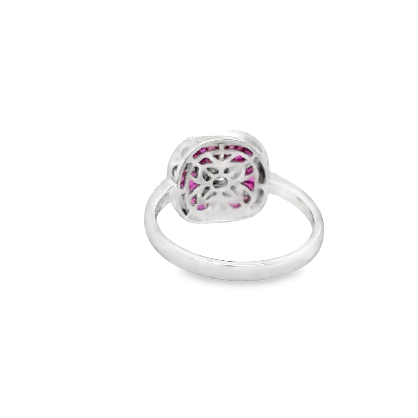 14KT WHITE GOLD RUBY AND DIAMONDS RING