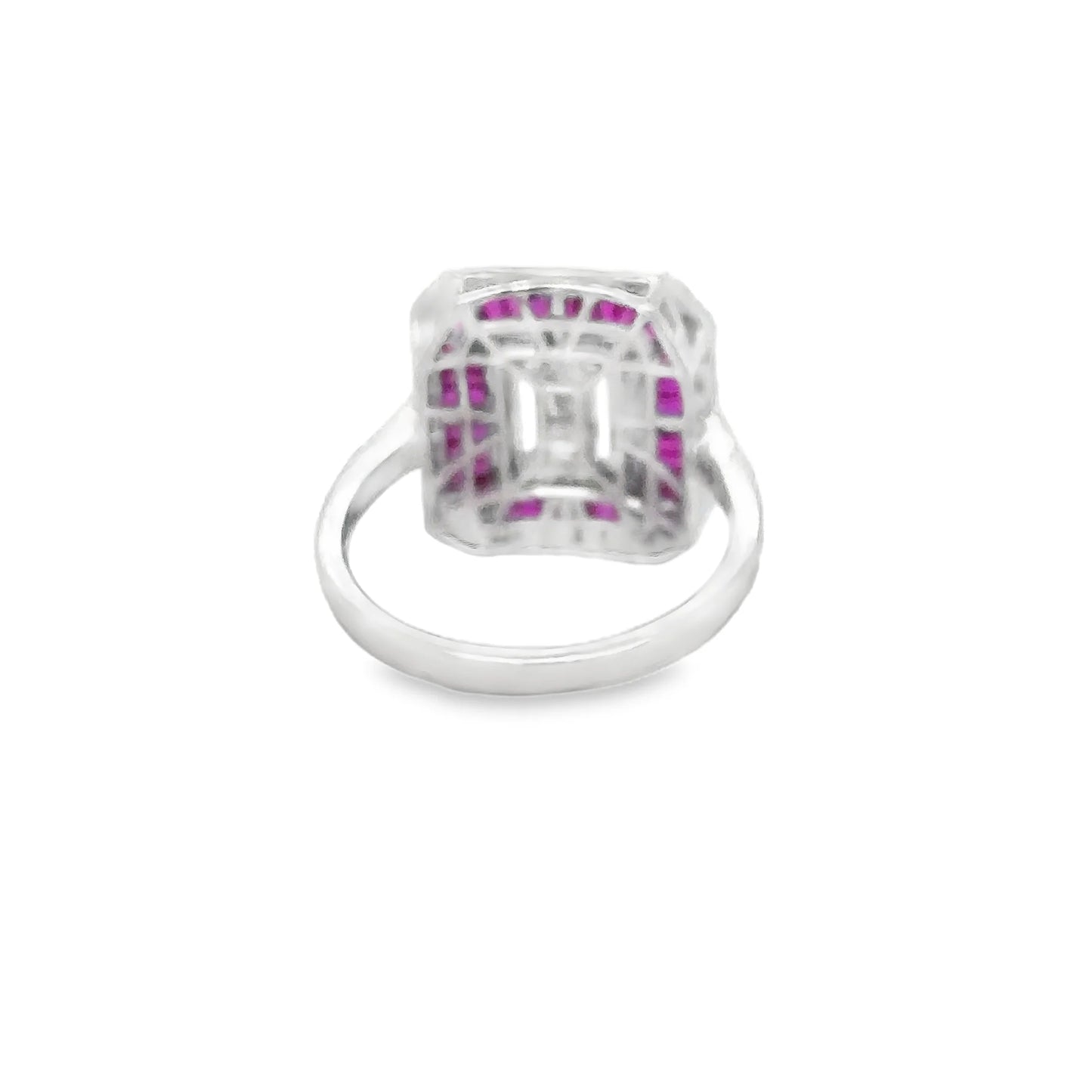 14KT WHITE GOLD RUBY AND DIAMONDS RING