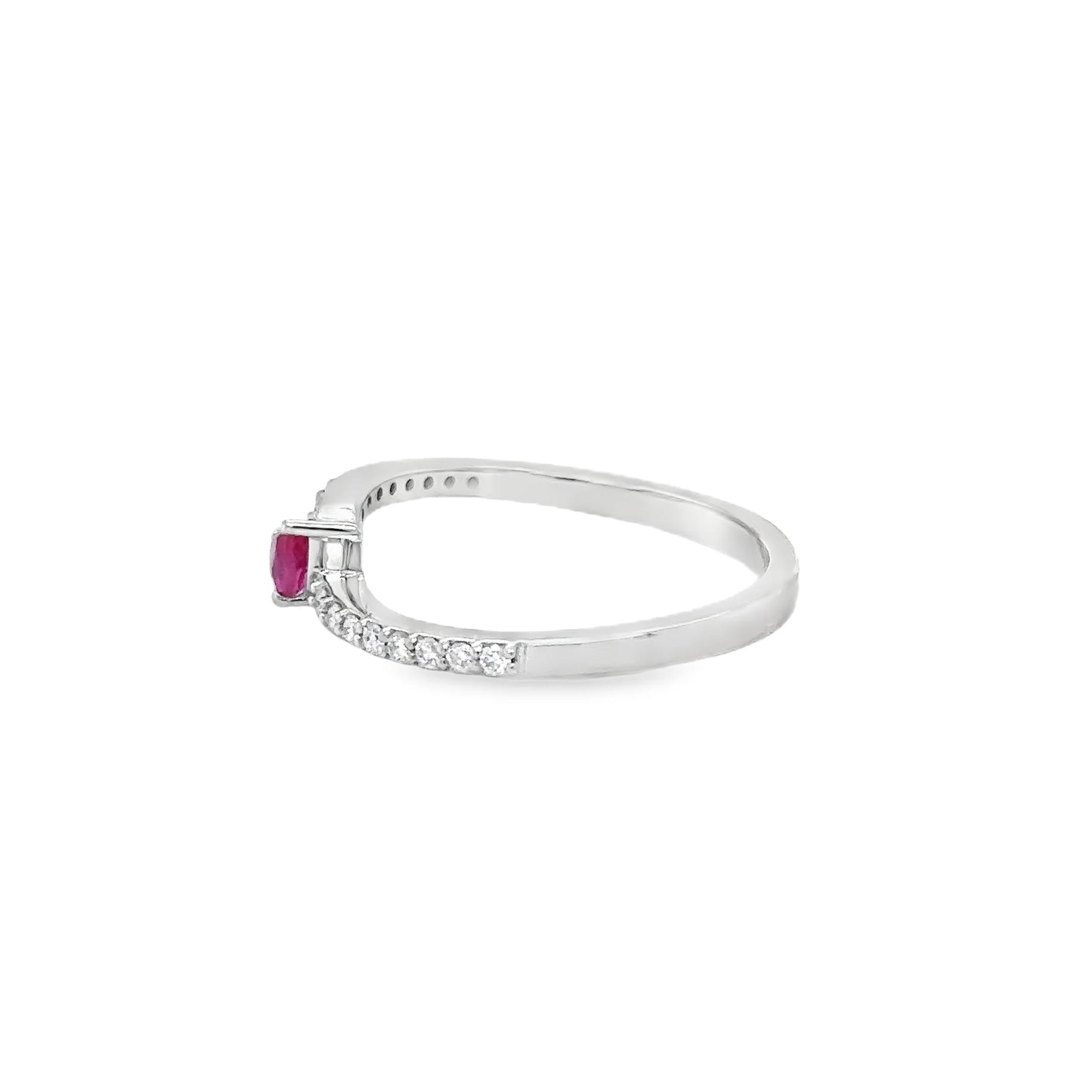14KT WHITE GOLD RUBY AND DIAMONDS RING