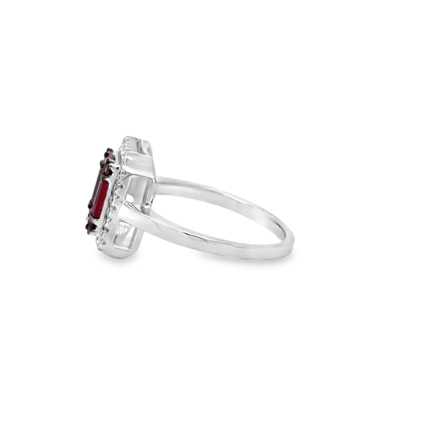 14KT WHITE GOLD RUBY AND DIAMONDS RING