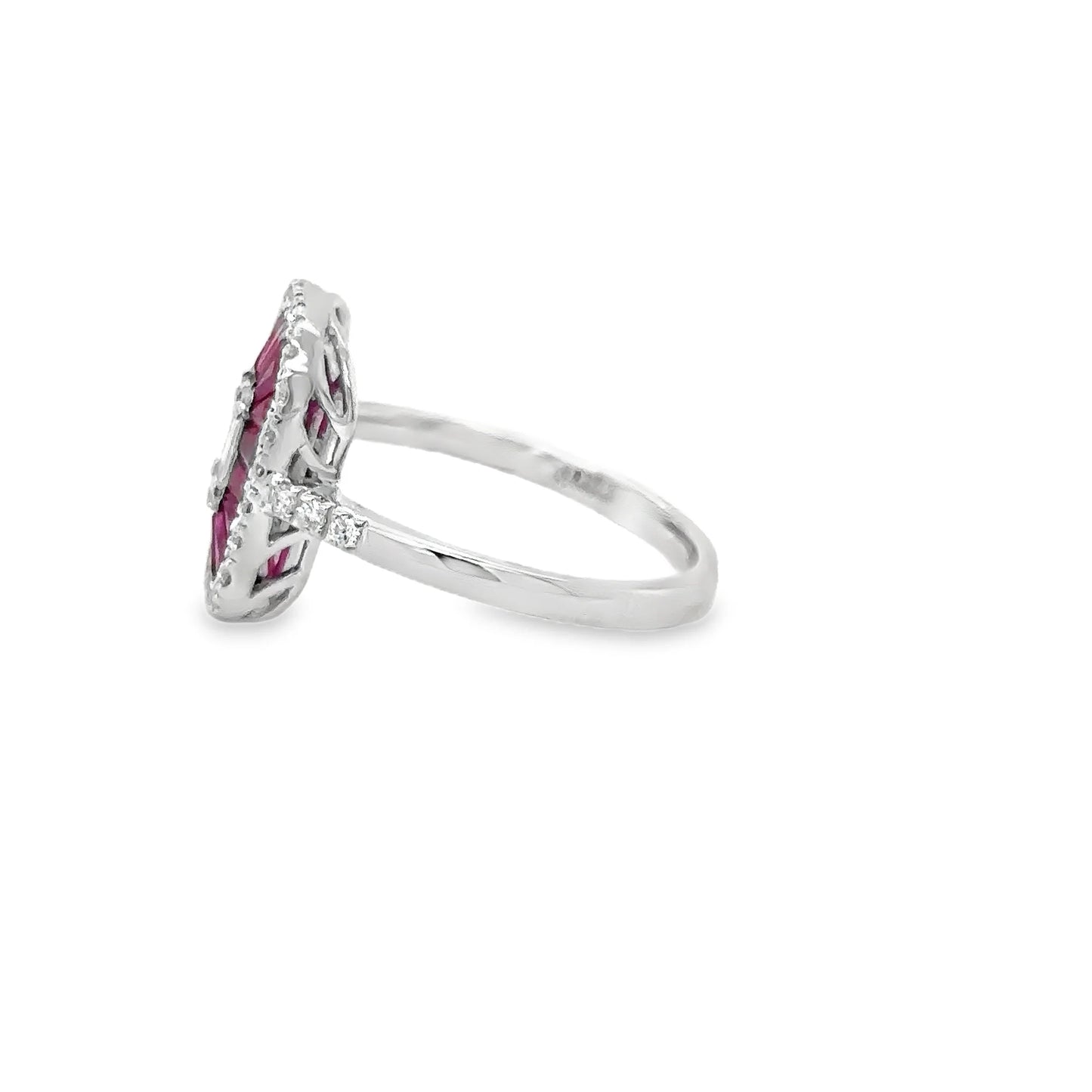 14KT WHITE GOLD RUBY AND DIAMONDS RING