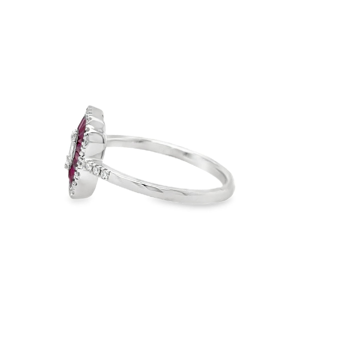 14KT WHITE GOLD RUBY AND DIAMONDS RING
