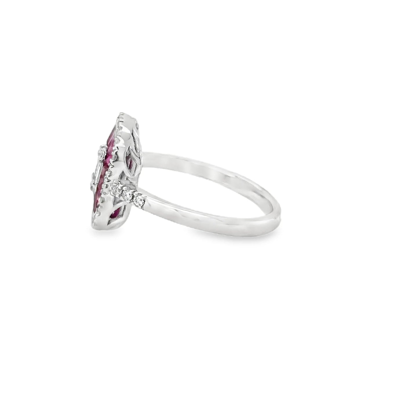 14KT WHITE GOLD RUBY AND DIAMONDS RING