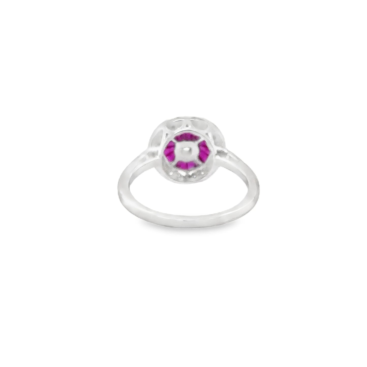 14KT WHITE GOLD RUBY AND DIAMONDS RING