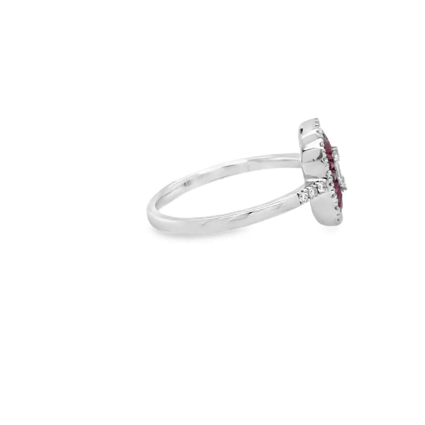 14KT WHITE GOLD RUBY AND DIAMONDS RING