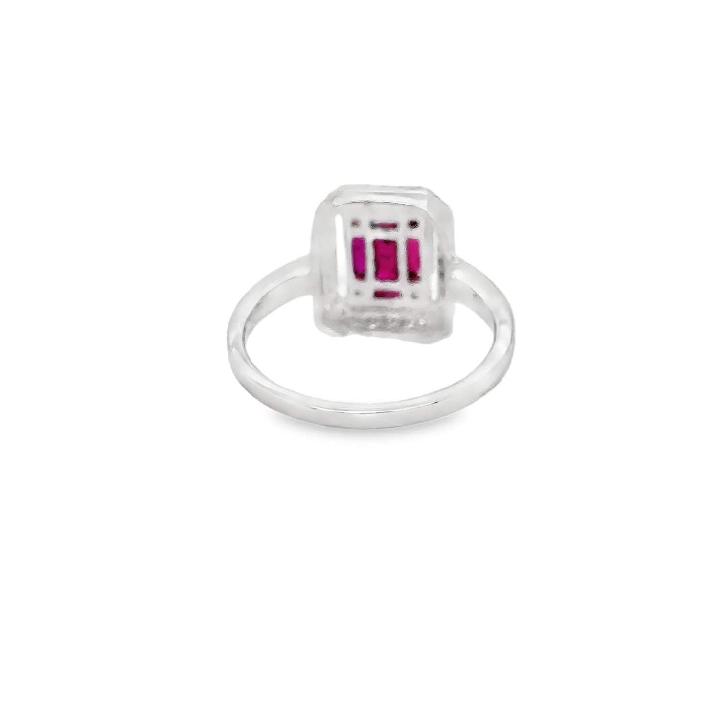 14KT WHITE GOLD RUBY AND DIAMONDS RING