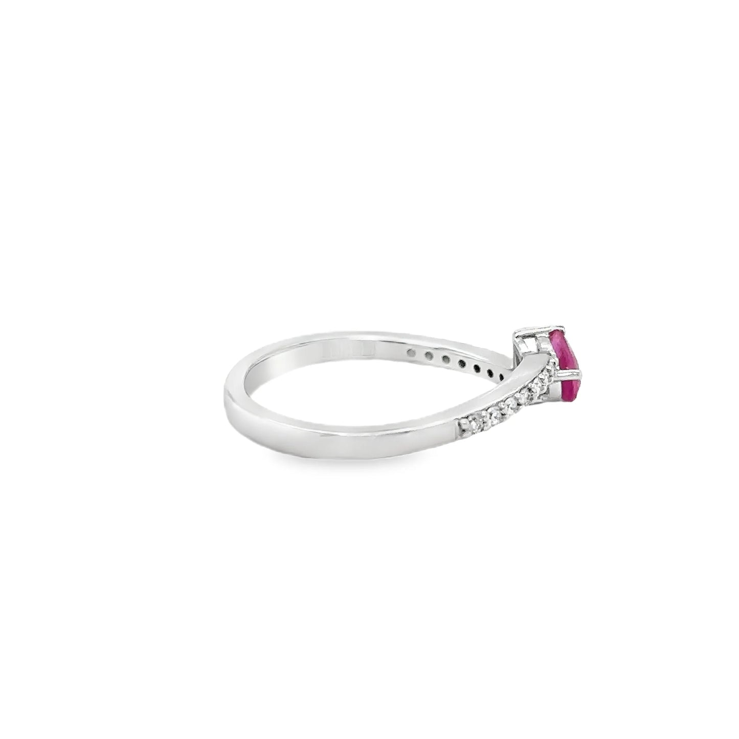 14KT WHITE GOLD RUBY AND DIAMONDS RING