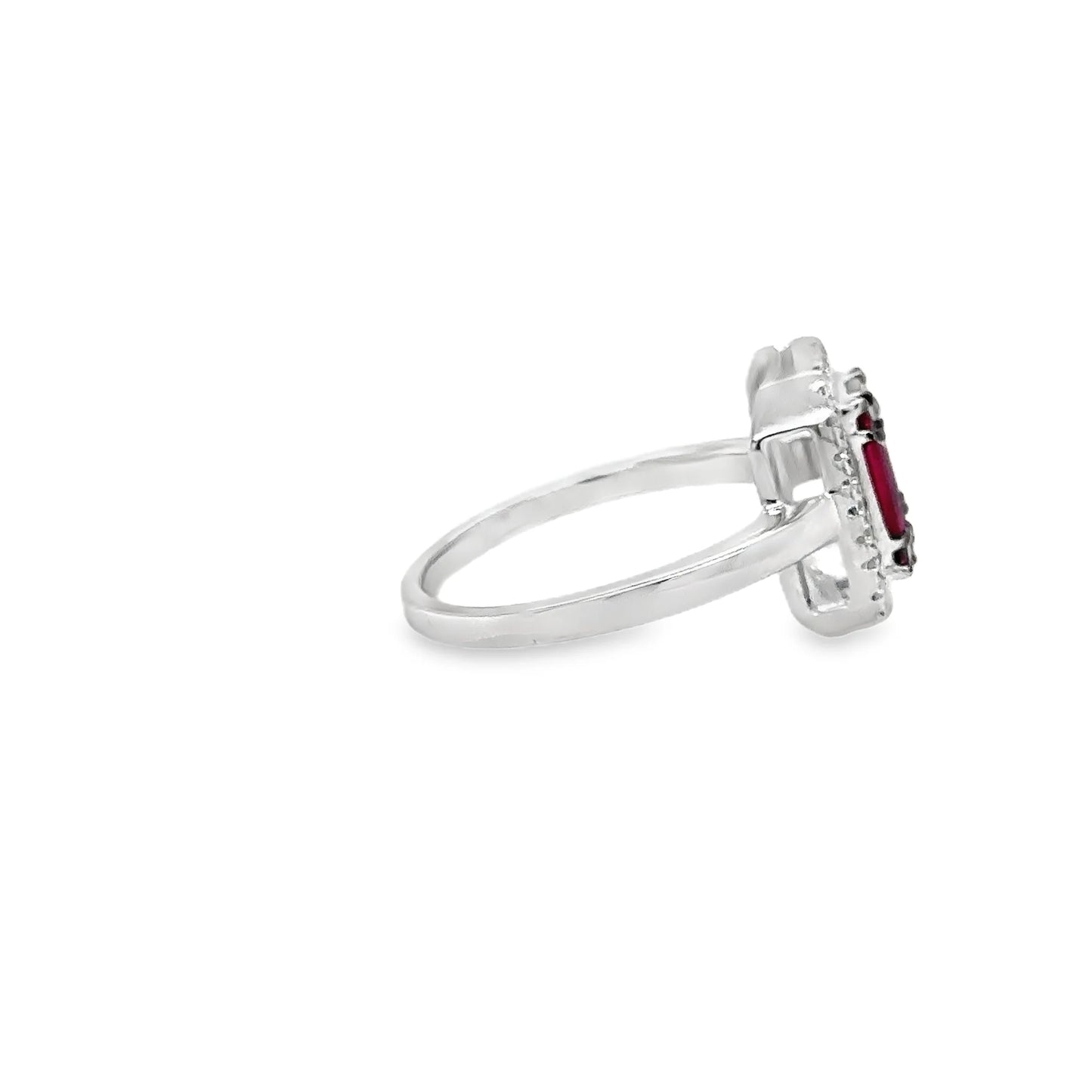 14KT WHITE GOLD RUBY AND DIAMONDS RING