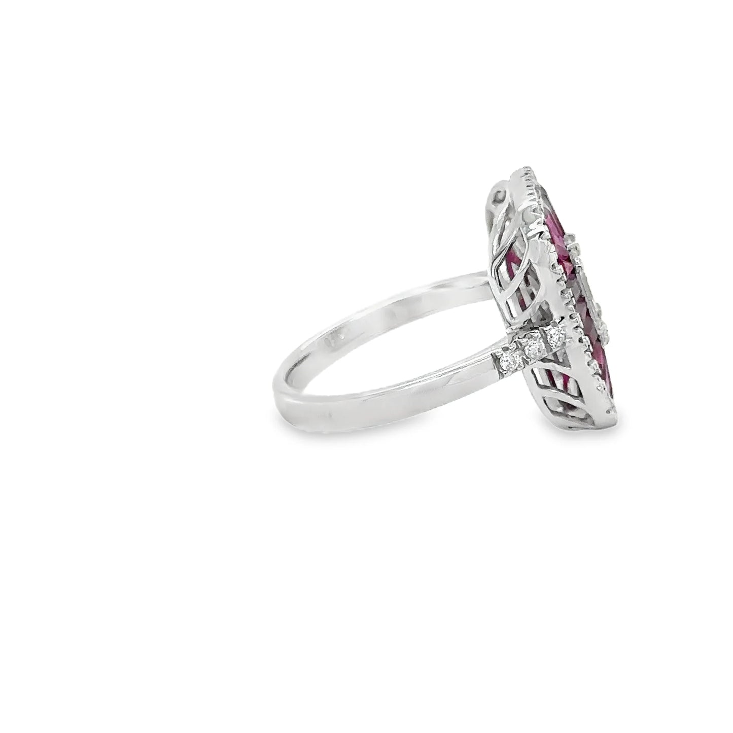 14KT WHITE GOLD RUBY AND DIAMONDS RING