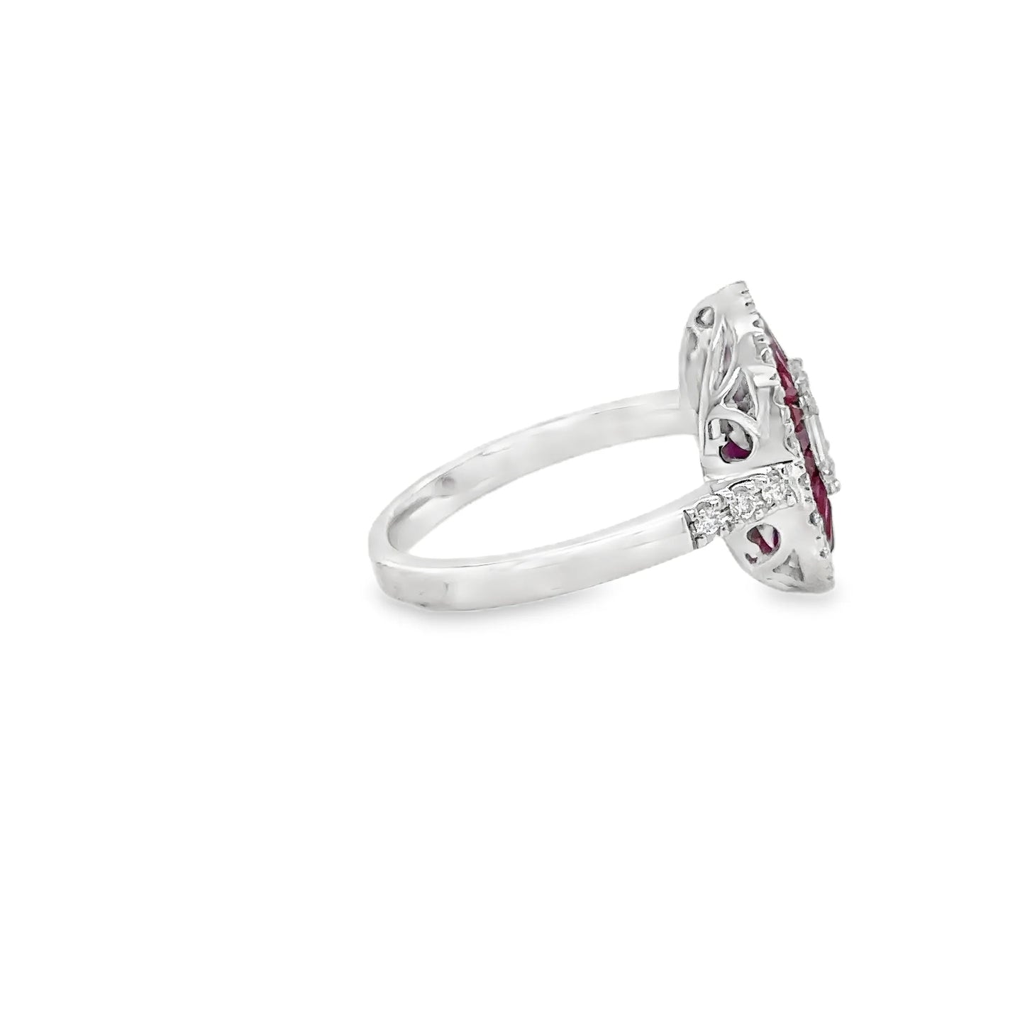 14KT WHITE GOLD RUBY AND DIAMONDS RING
