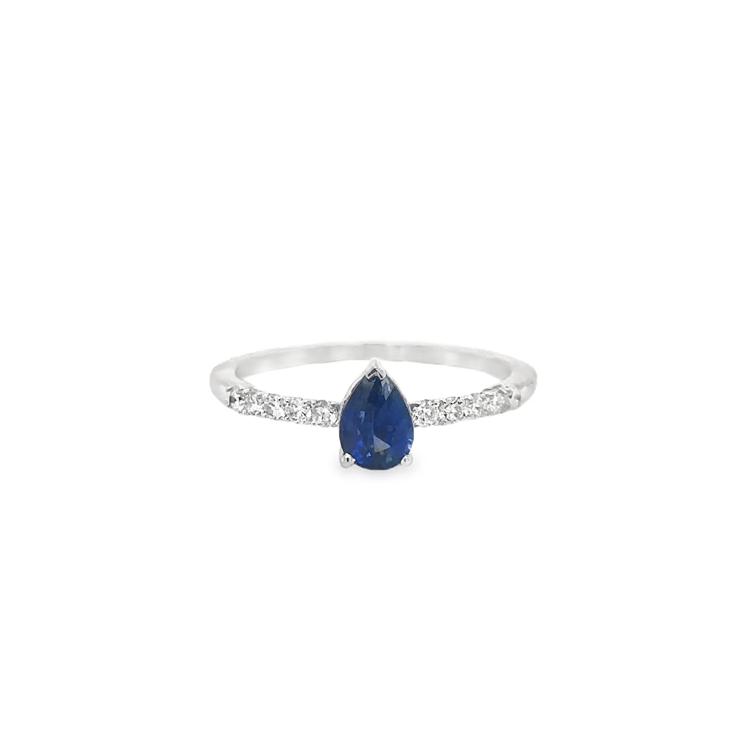 14KT WHITE GOLD SAPPHIRE AND DIAMONDS RING