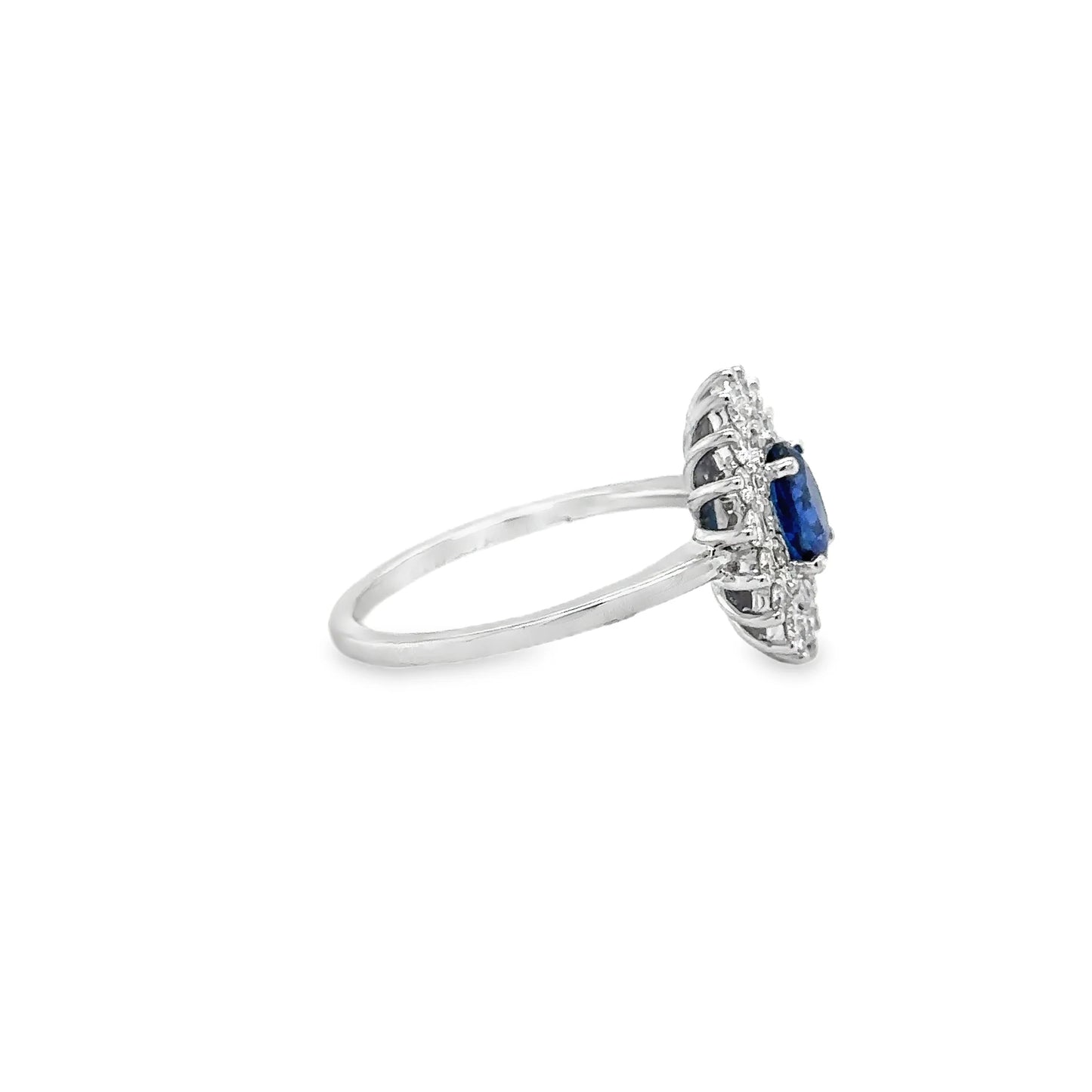 14KT WHITE GOLD SAPPHIRE AND DIAMONDS RING