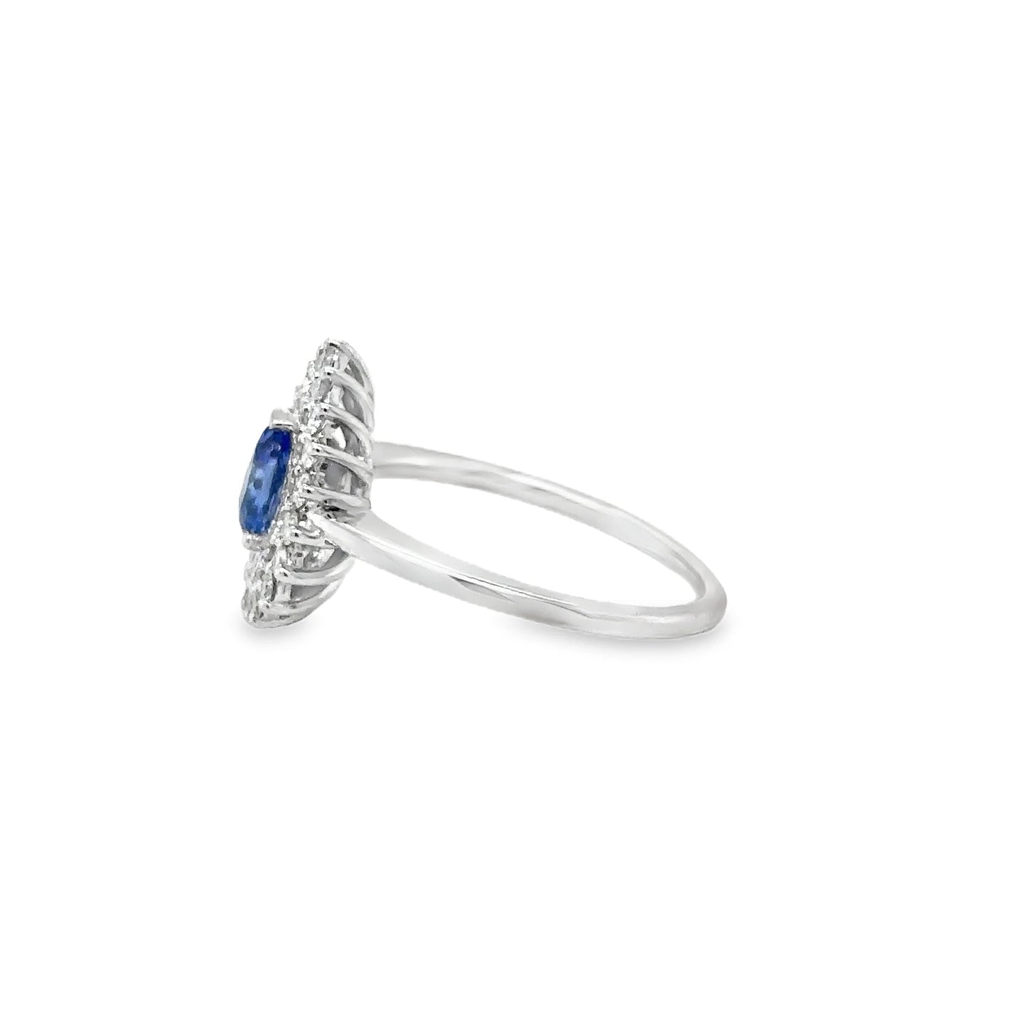 14KT WHITE GOLD SAPPHIRE AND DIAMONDS RING
