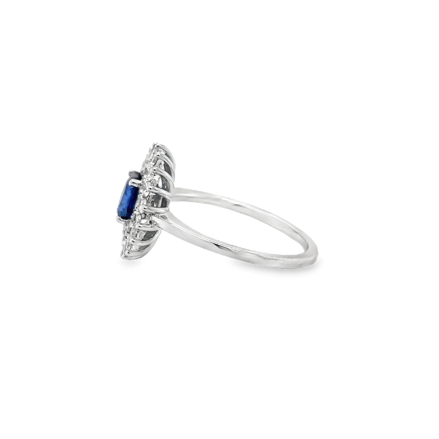 14KT WHITE GOLD SAPPHIRE AND DIAMONDS RING