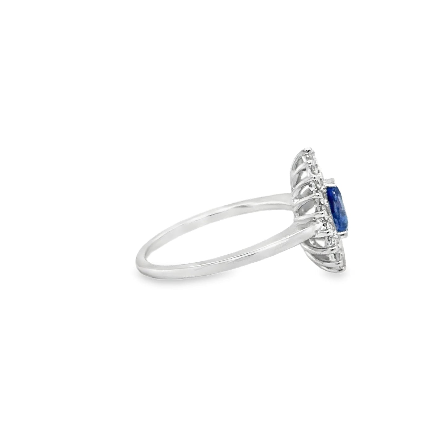 14KT WHITE GOLD SAPPHIRE AND DIAMONDS RING