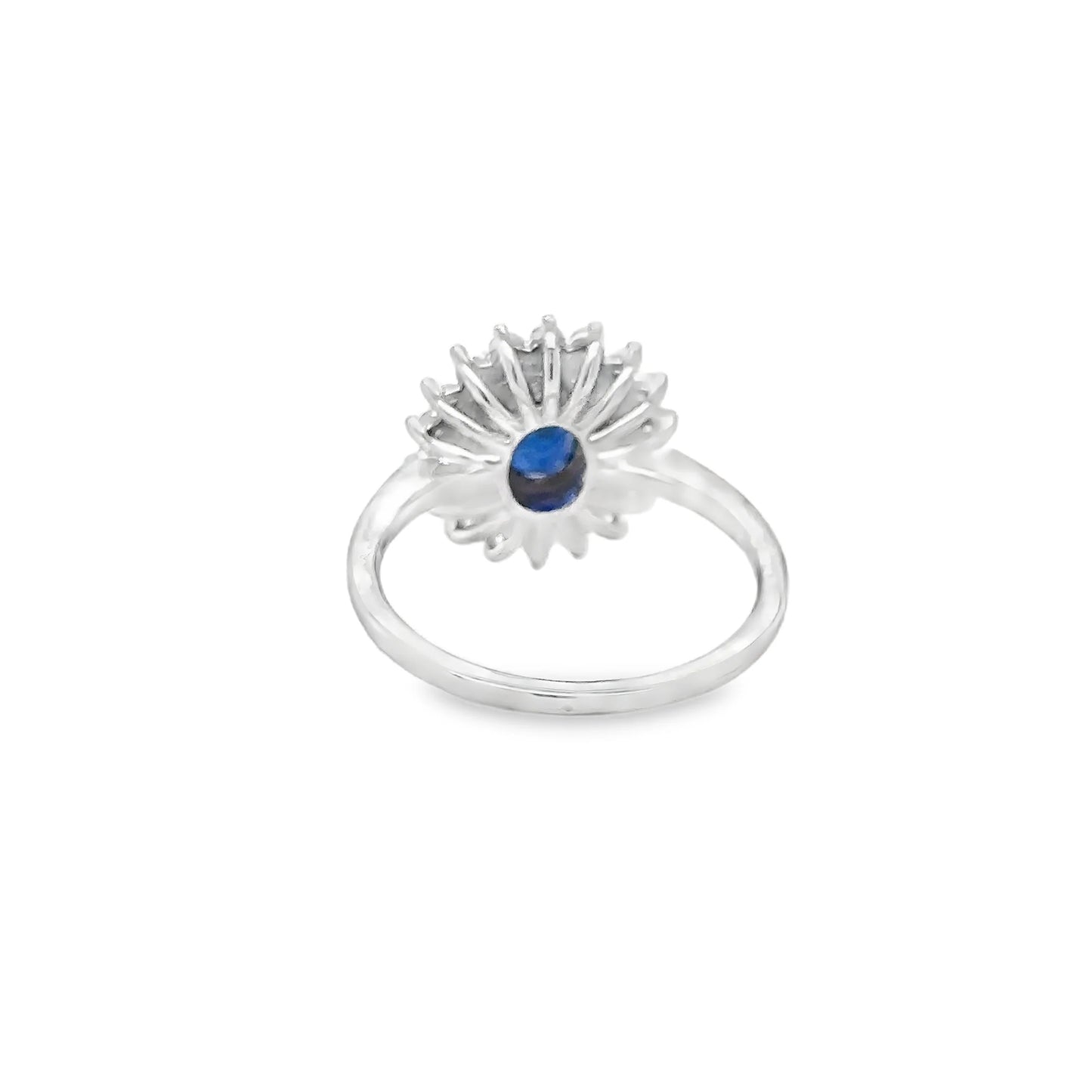 14KT WHITE GOLD SAPPHIRE AND DIAMONDS RING
