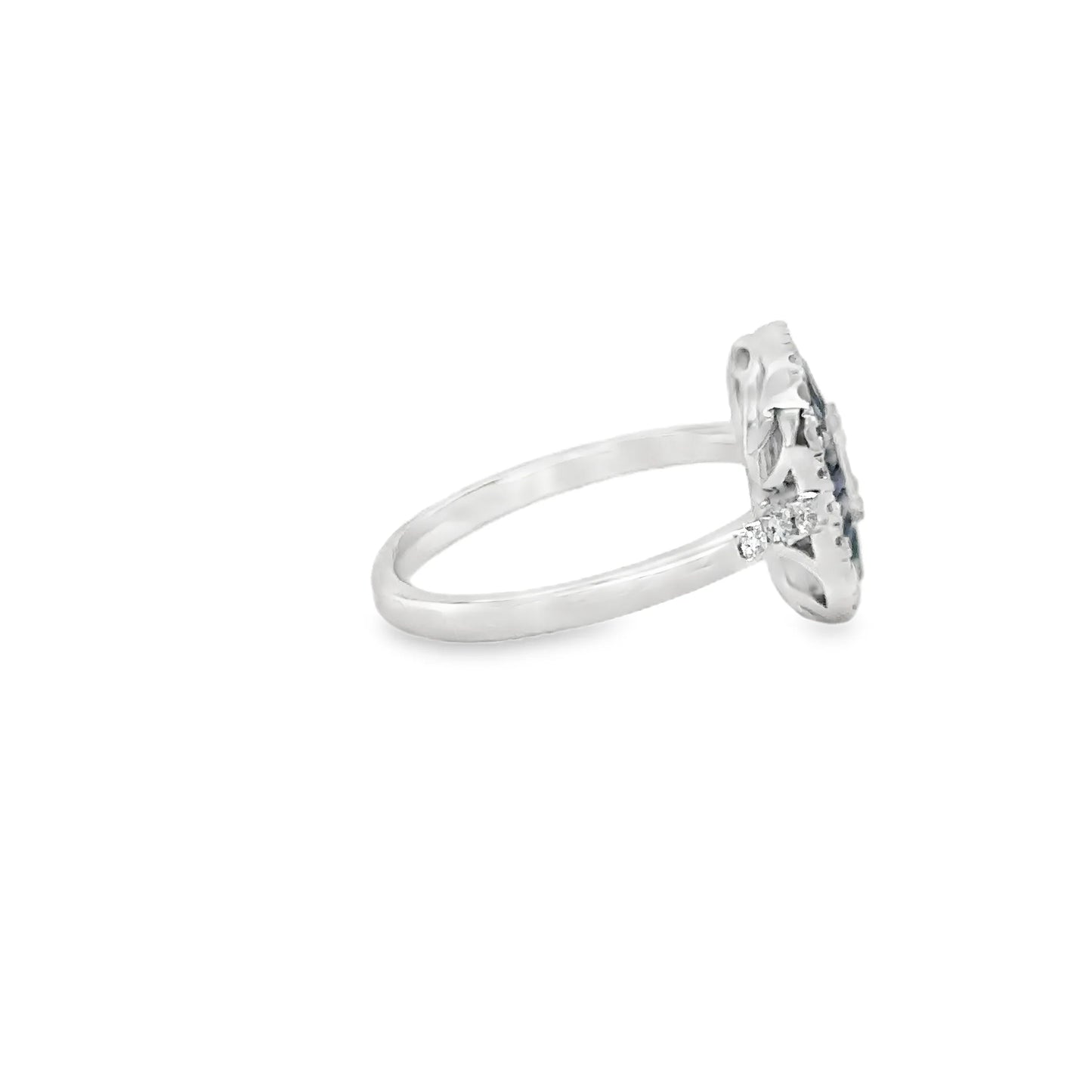 14KT WHITE GOLD SAPPHIRE AND DIAMONDS RING