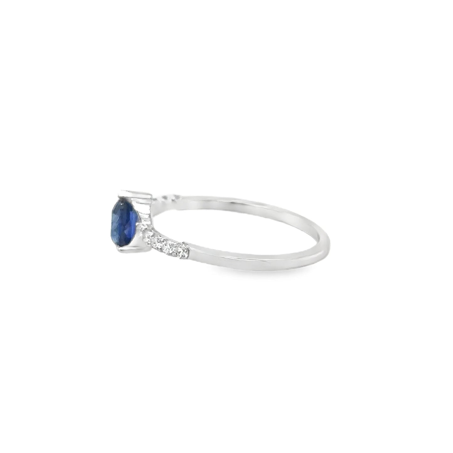 14KT WHITE GOLD SAPPHIRE AND DIAMONDS RING