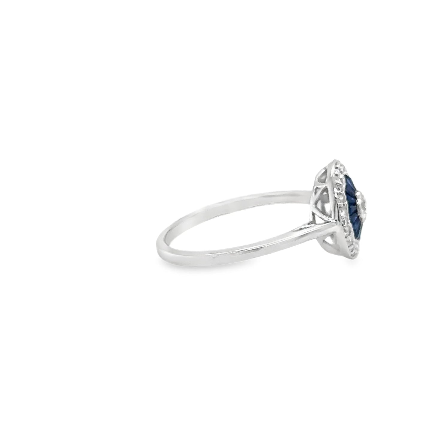 14KT WHITE GOLD SAPPHIRE AND DIAMONDS RING