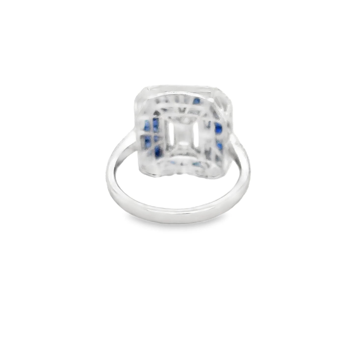 14KT WHITE GOLD SAPPHIRE AND DIAMONDS RING