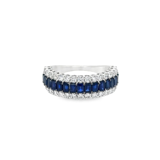 14KT WHITE GOLD SAPPHIRE AND DIAMONDS RING