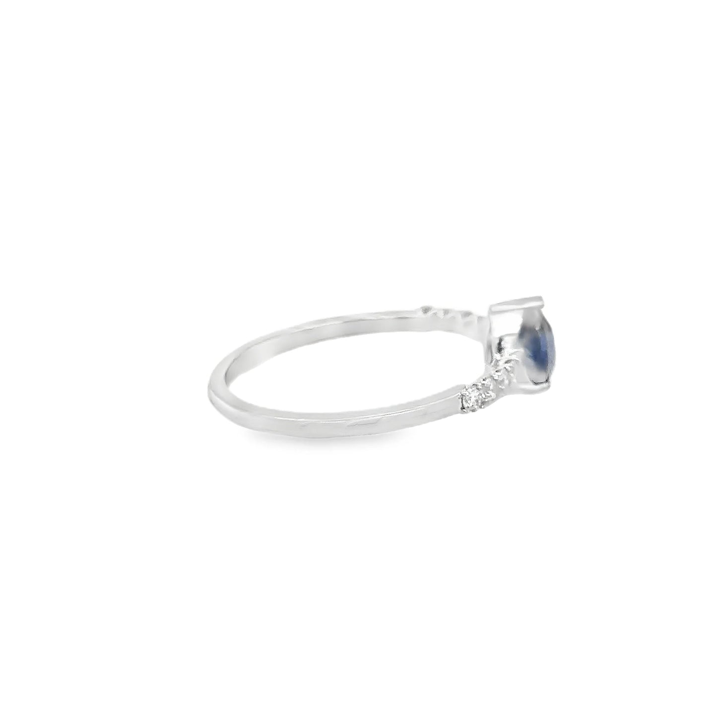 14KT WHITE GOLD SAPPHIRE AND DIAMONDS RING