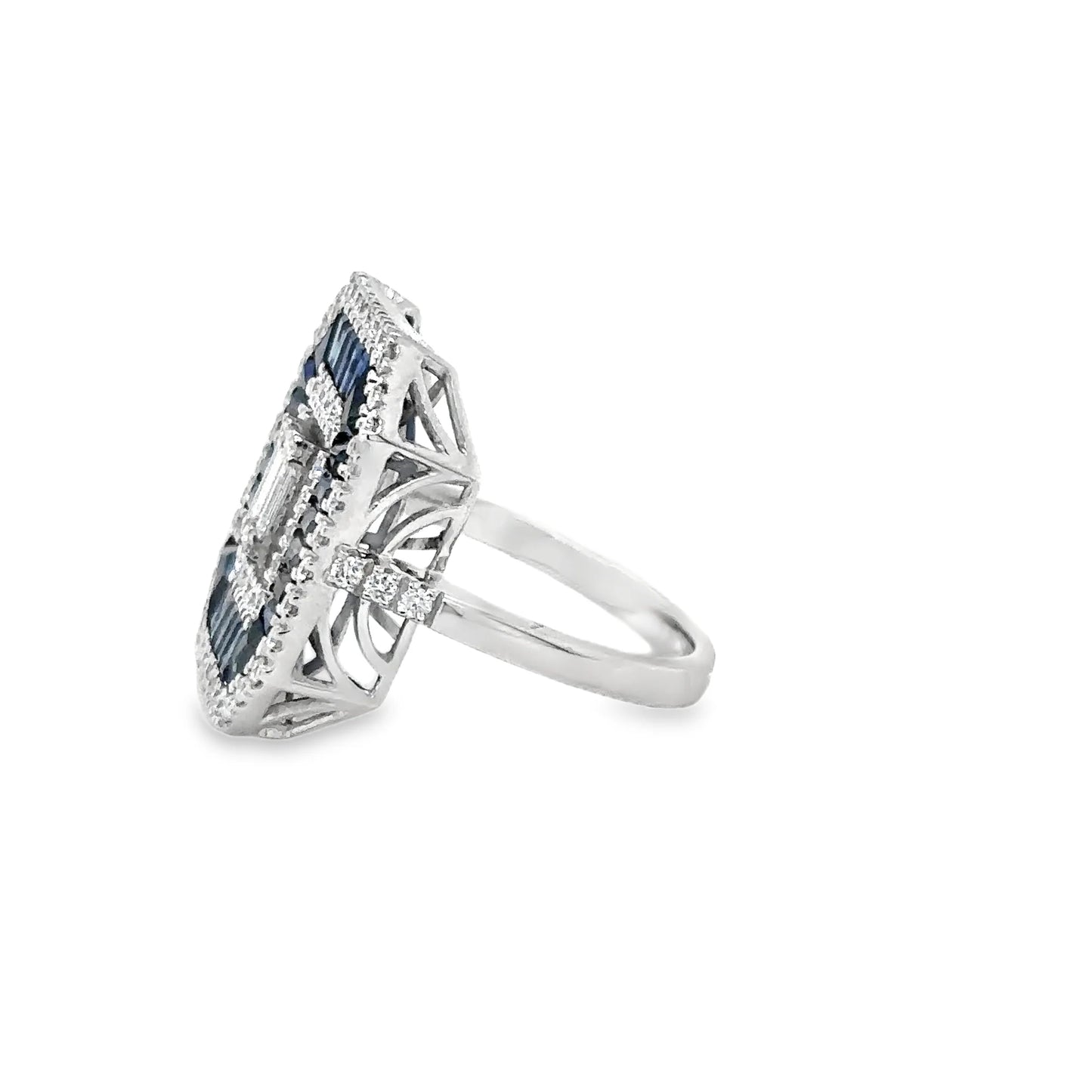 14KT WHITE GOLD SAPPHIRE AND DIAMONDS RING