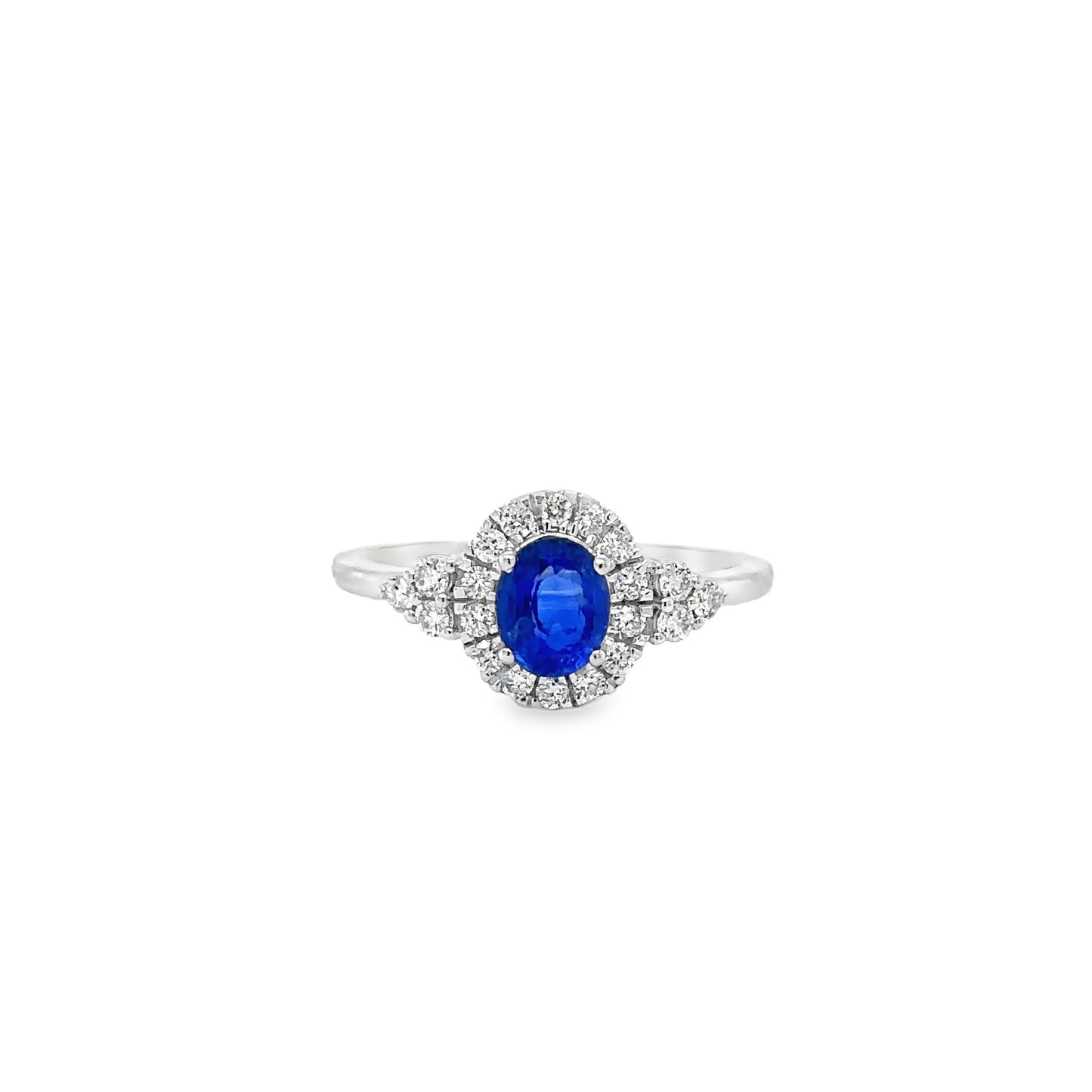 14KT WHITE GOLD SAPPHIRE AND DIAMONDS RING