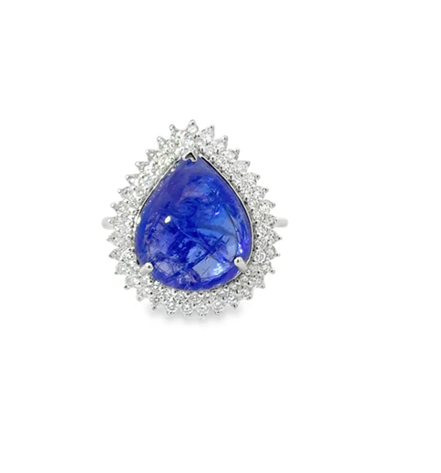 14KT WHITEGOLD TANZANITE AND DIAMONDS RING