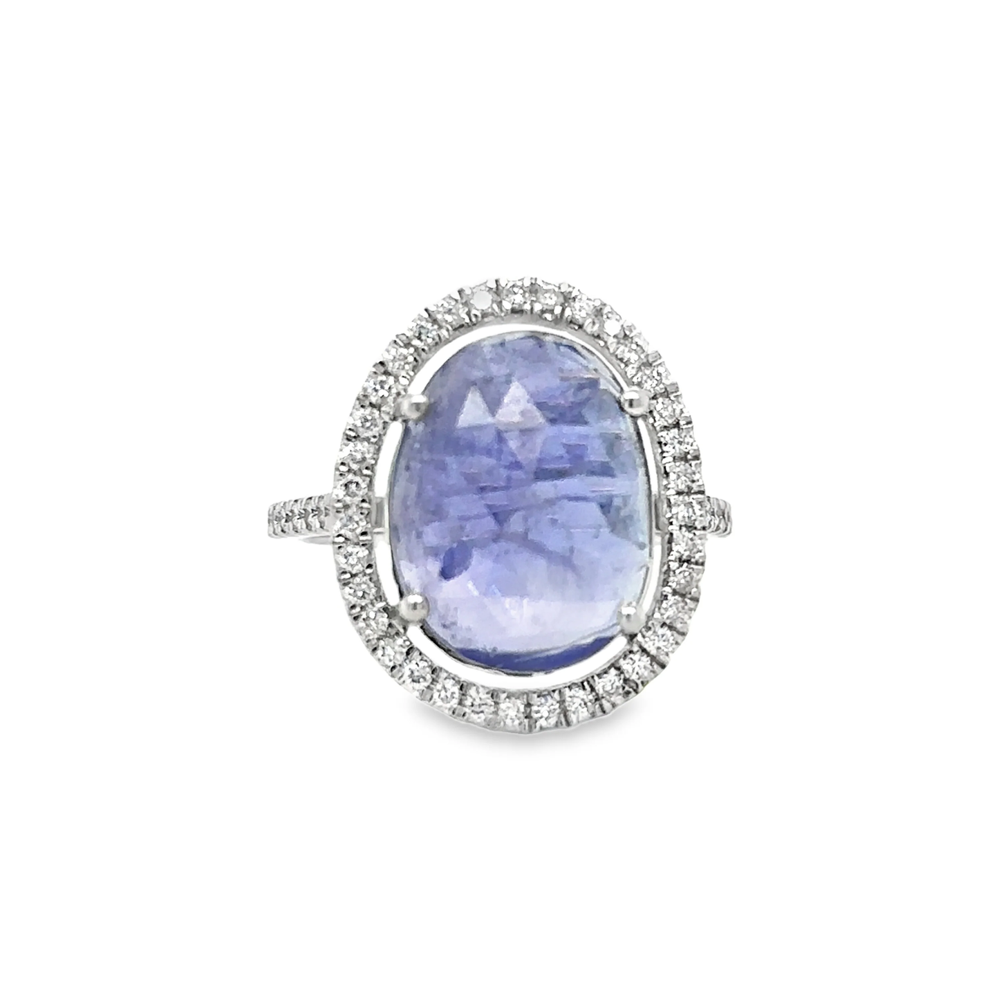 14KT WHITE GOLD TANZANITE AND DIAMONDS RING