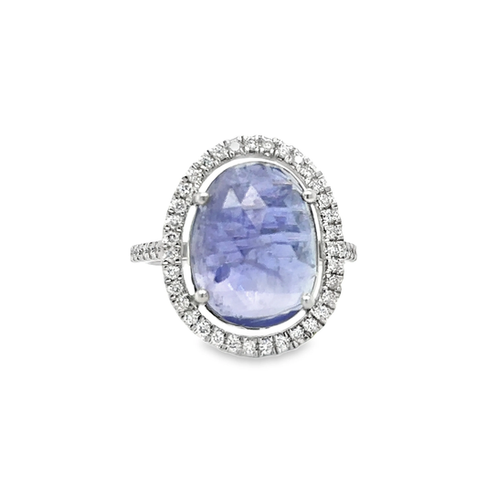 14KT WHITE GOLD TANZANITE AND DIAMONDS RING