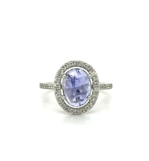 14KT WHITE GOLD TANZANITE AND DIAMONDS RING