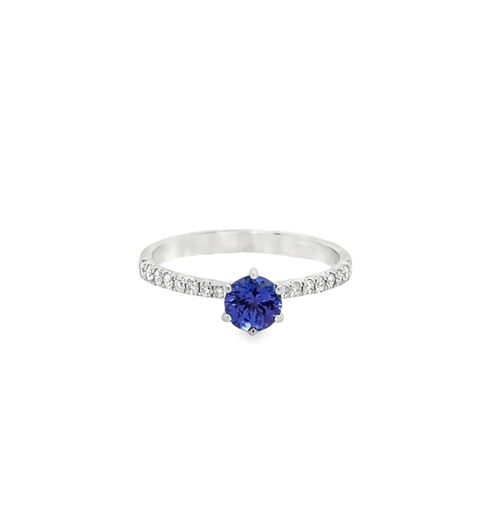 14KT WHITE GOLD TANZANITE AND DIAMONDS RING