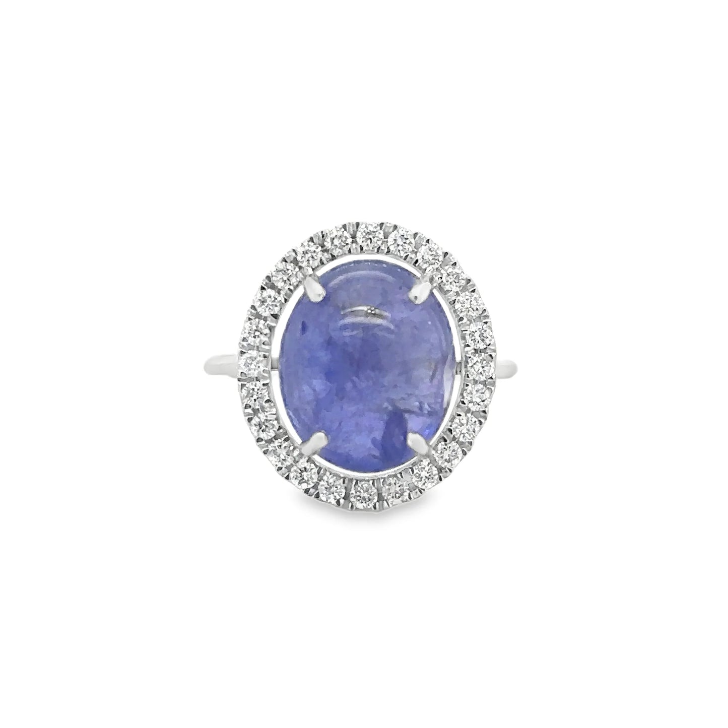 14KT WHITE GOLD TANZANITE AND DIAMONDS RING