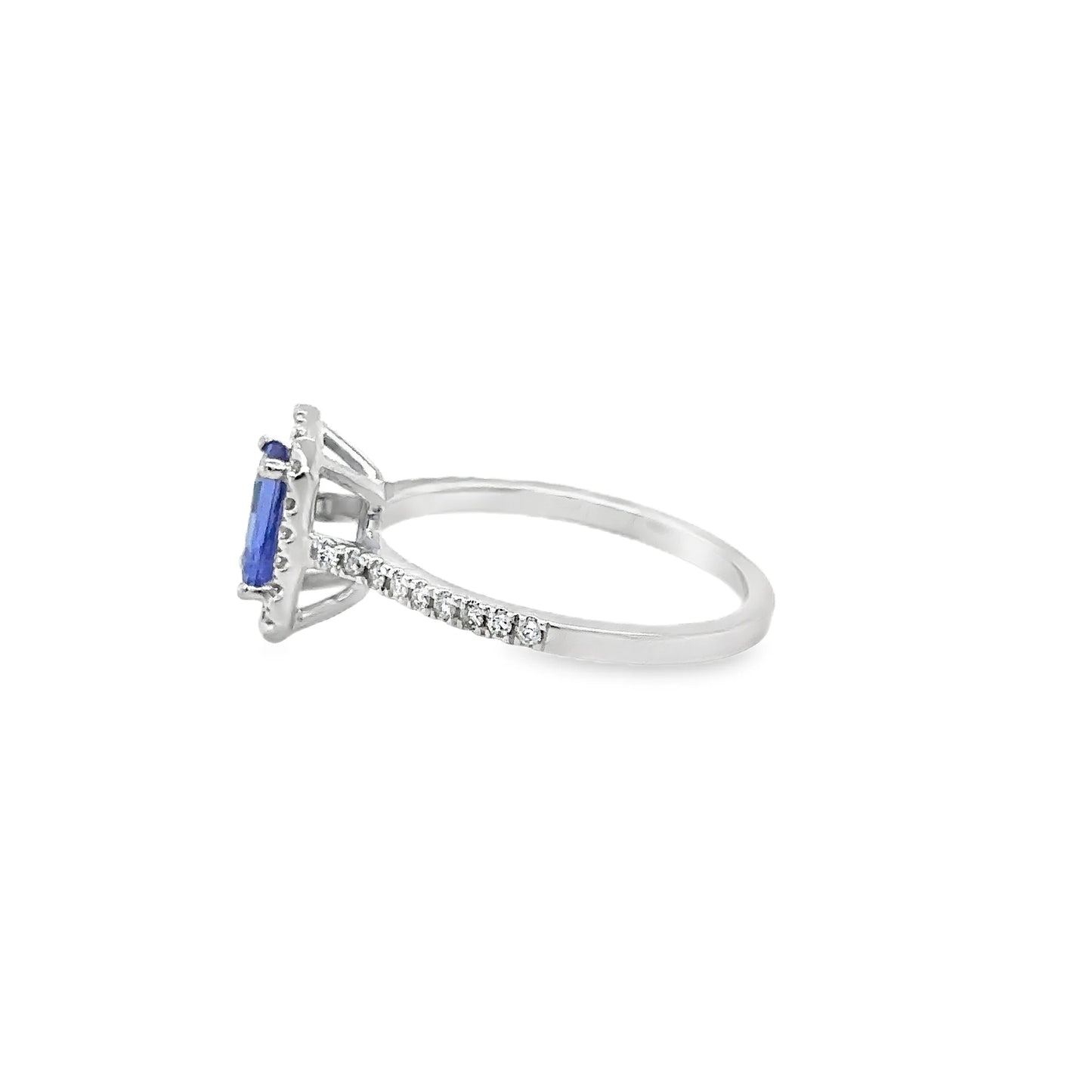 14KT WHITE GOLD TANZANITE EMERALD CUT WITH DIAMONDS RING