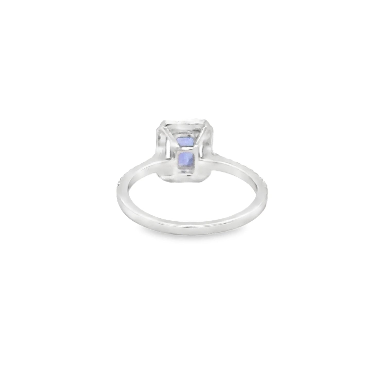 14KT WHITE GOLD TANZANITE EMERALD CUT WITH DIAMONDS RING