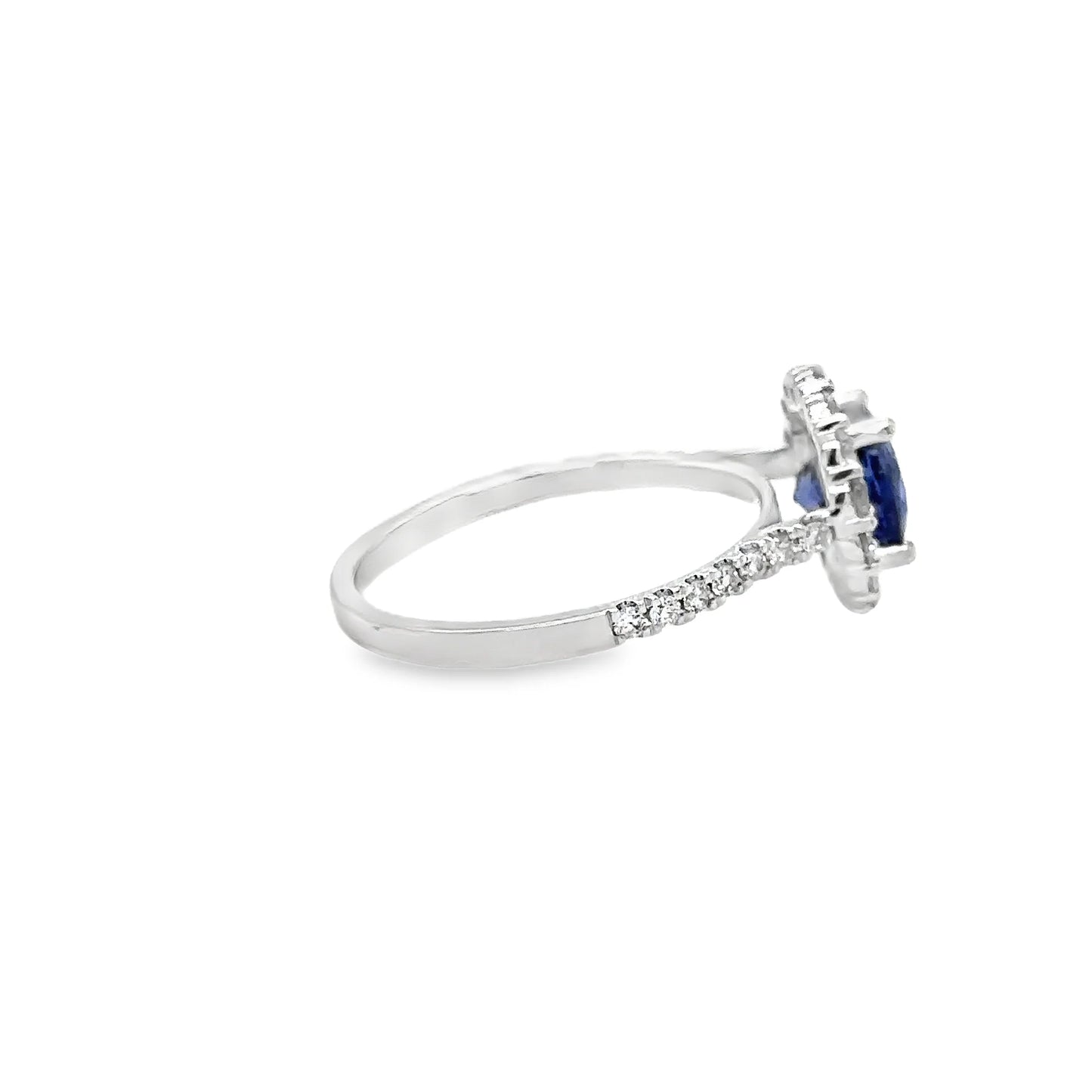 14KT WHITE GOLD TANZANITE ROUND RING WITH DIAMONDS