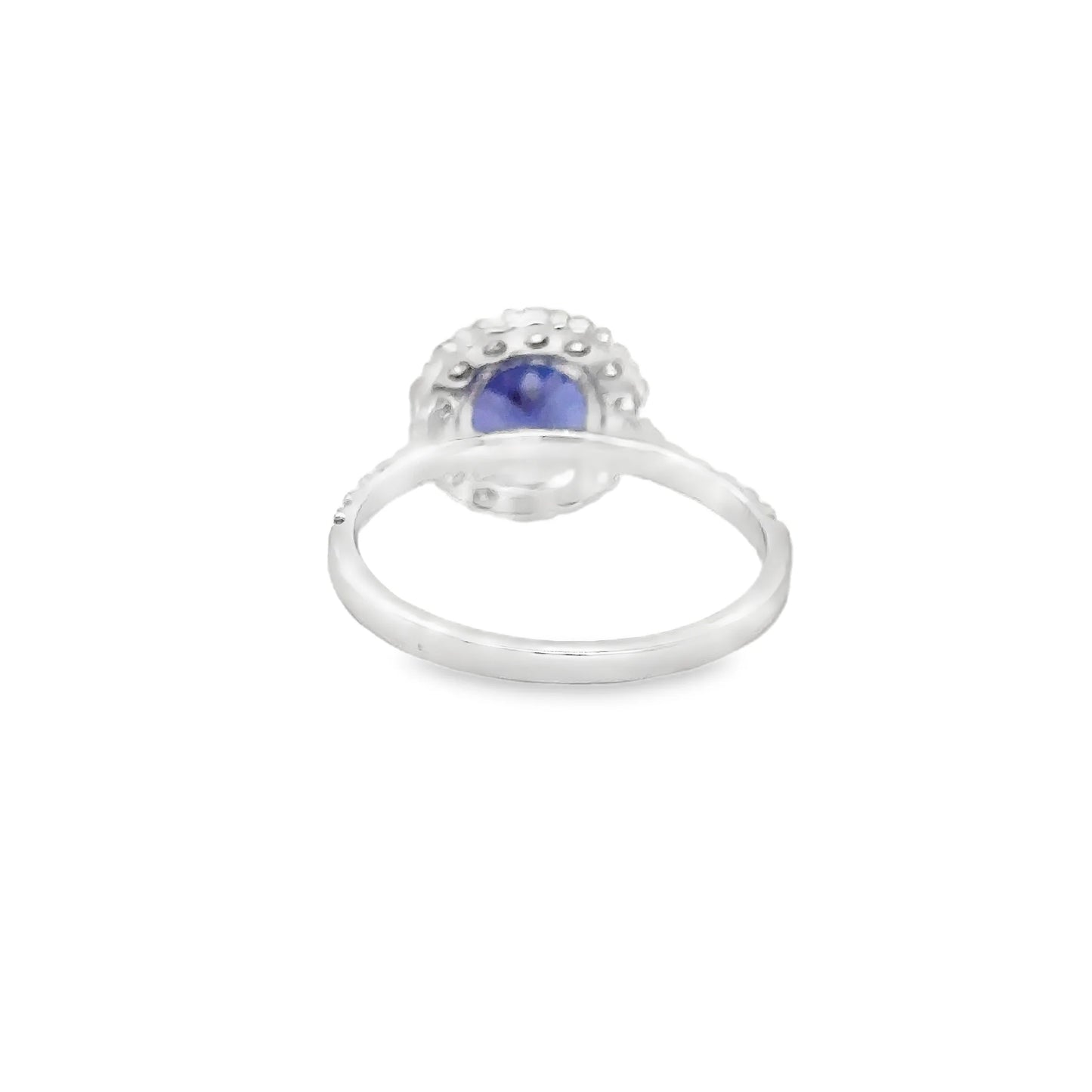 14KT WHITE GOLD TANZANITE ROUND RING WITH DIAMONDS
