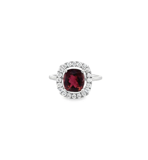 14KT WHITE GOLD TOURMALINE AND DIAMONDS RING