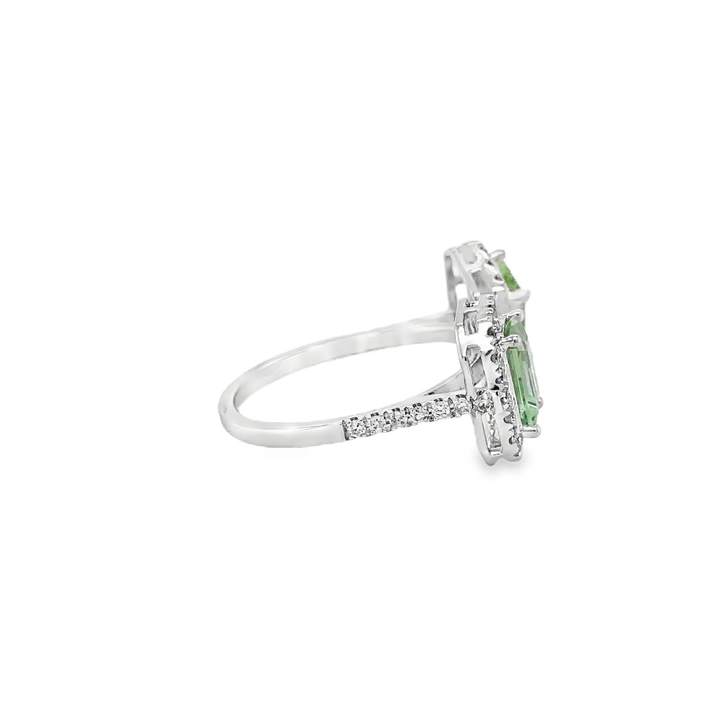 14KT WHITE GOLD TOURMALINE AND DIAMONDS RING
