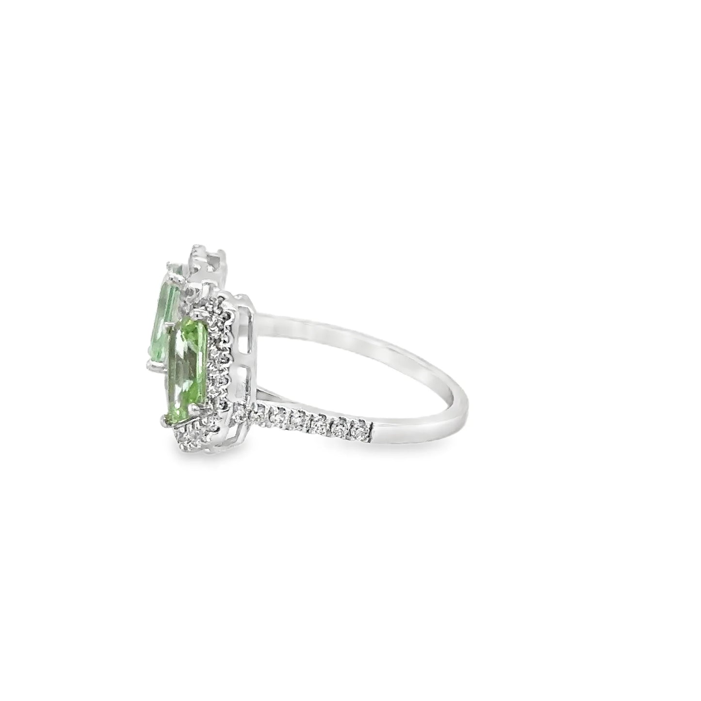 14KT WHITE GOLD TOURMALINE AND DIAMONDS RING