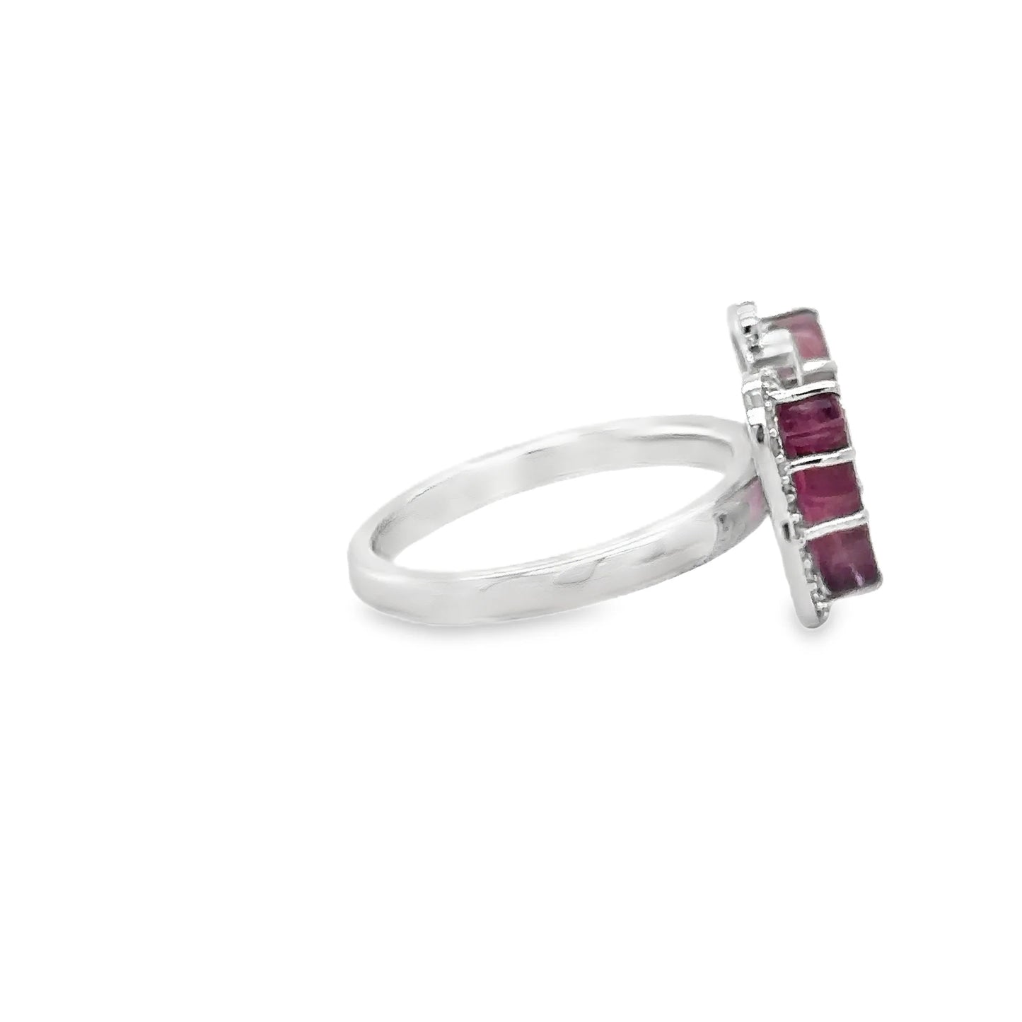 14KT WHITE GOLD WATERMELON TOURMALINE AND DIAMONDS BUTTERFLY RING
