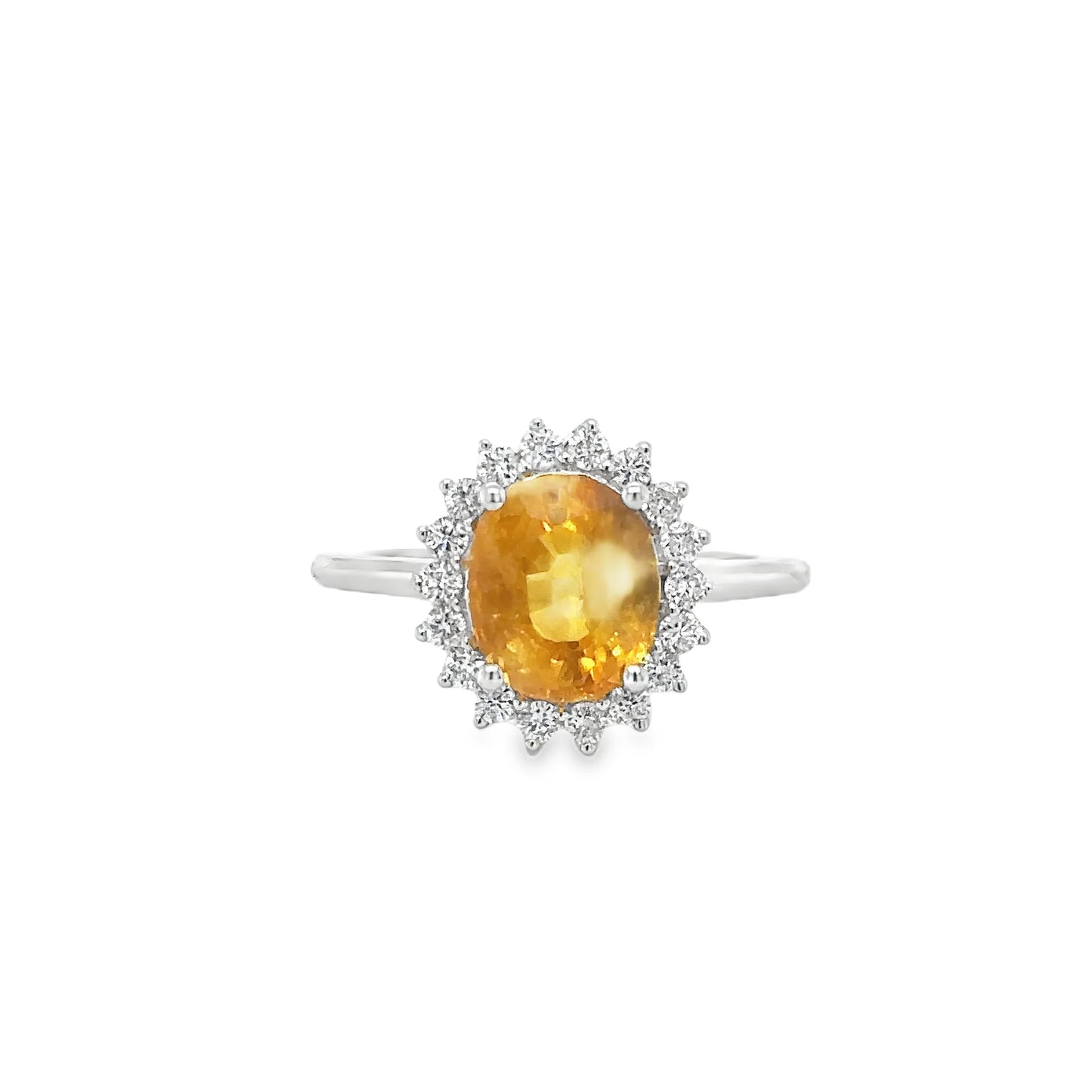 14KT WHITE GOLD YELLOW SAPPHIRE AND DIAMONDS RING