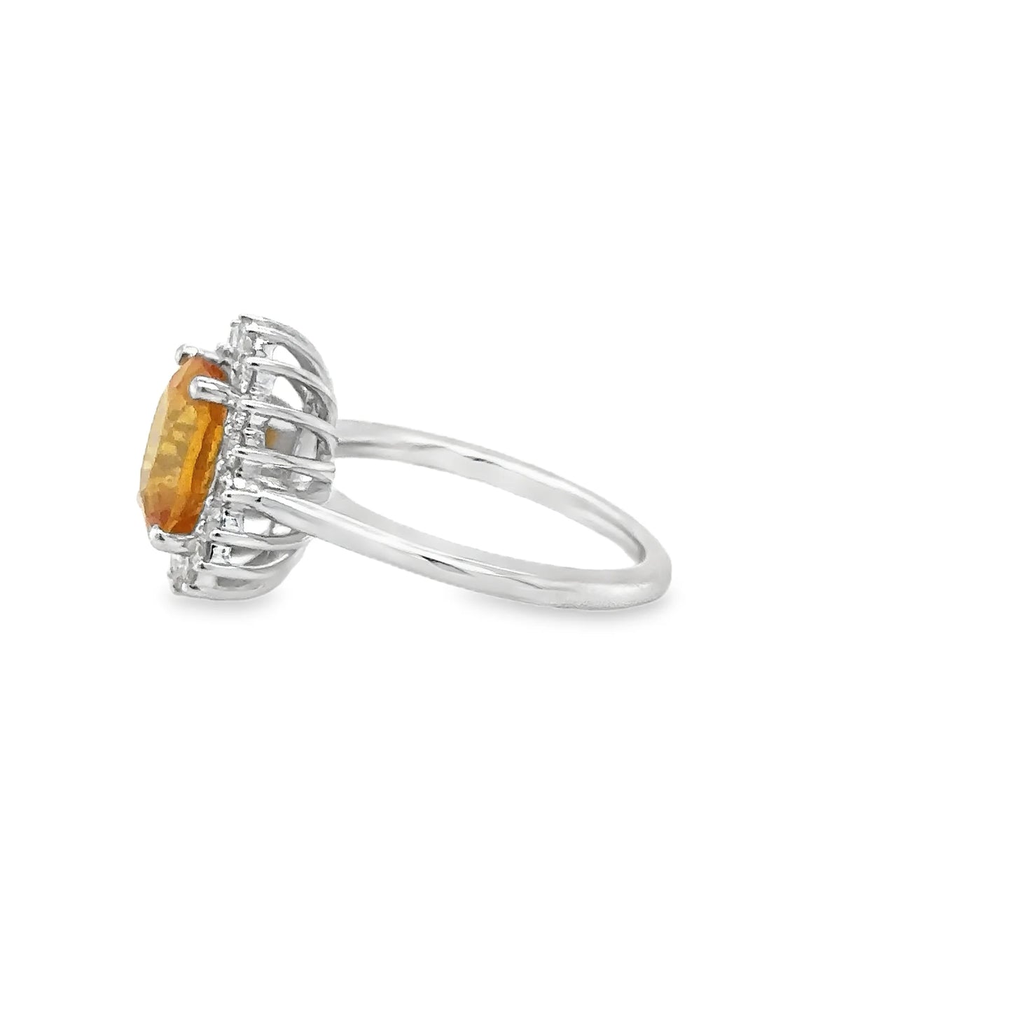 14KT WHITE GOLD YELLOW SAPPHIRE AND DIAMONDS RING