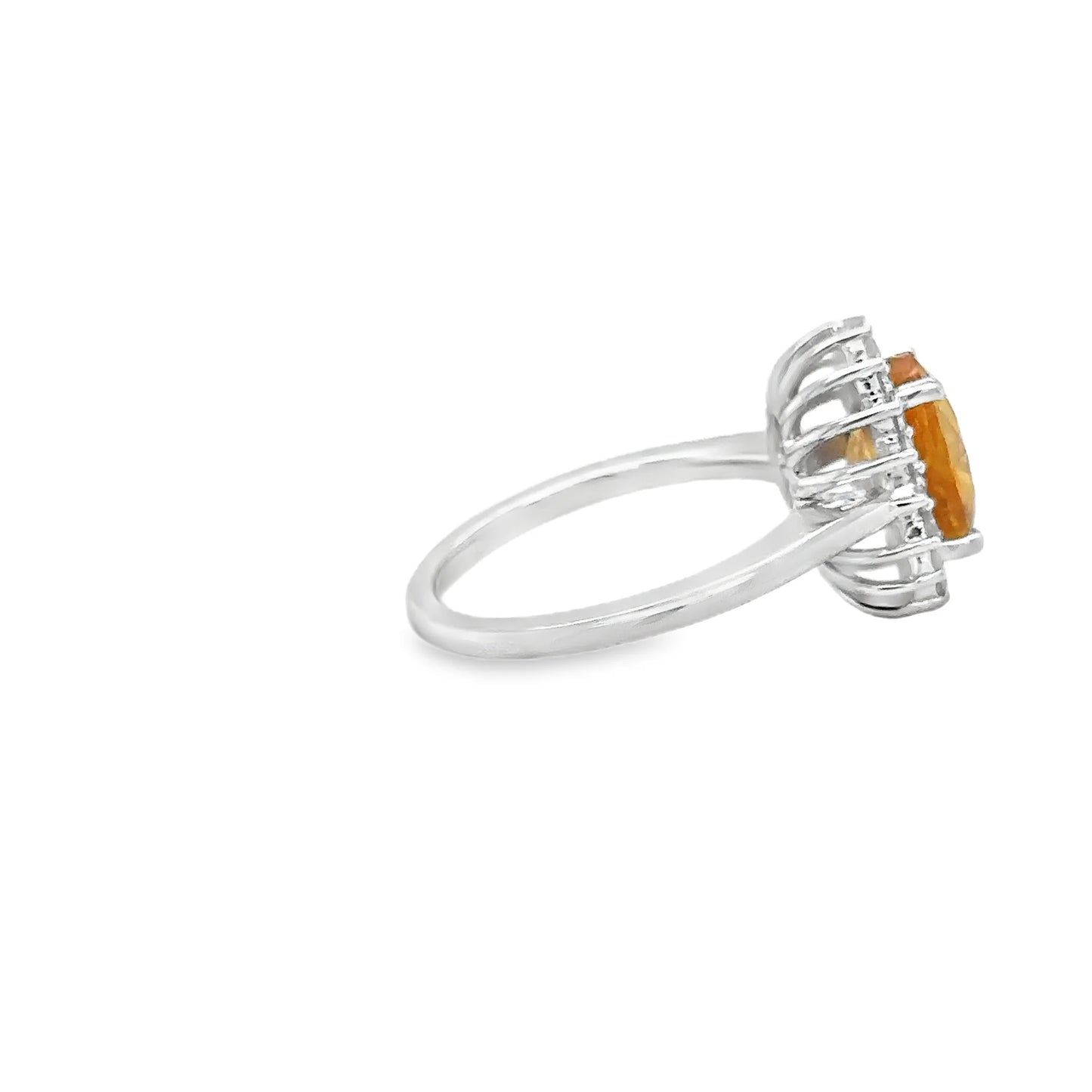 14KT WHITE GOLD YELLOW SAPPHIRE AND DIAMONDS RING