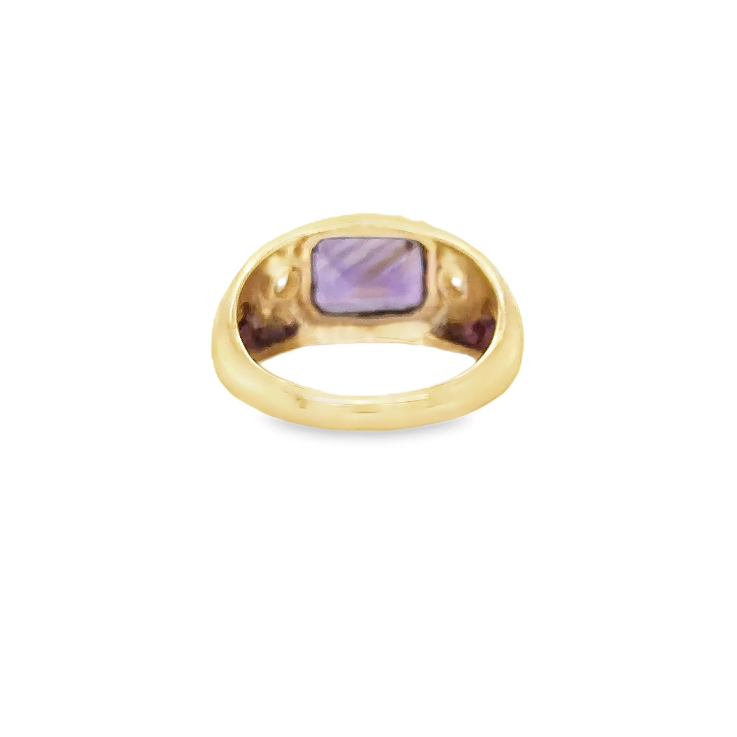 14KT YELLOW GOLD AMETHYST RING WITH DIAMONDS