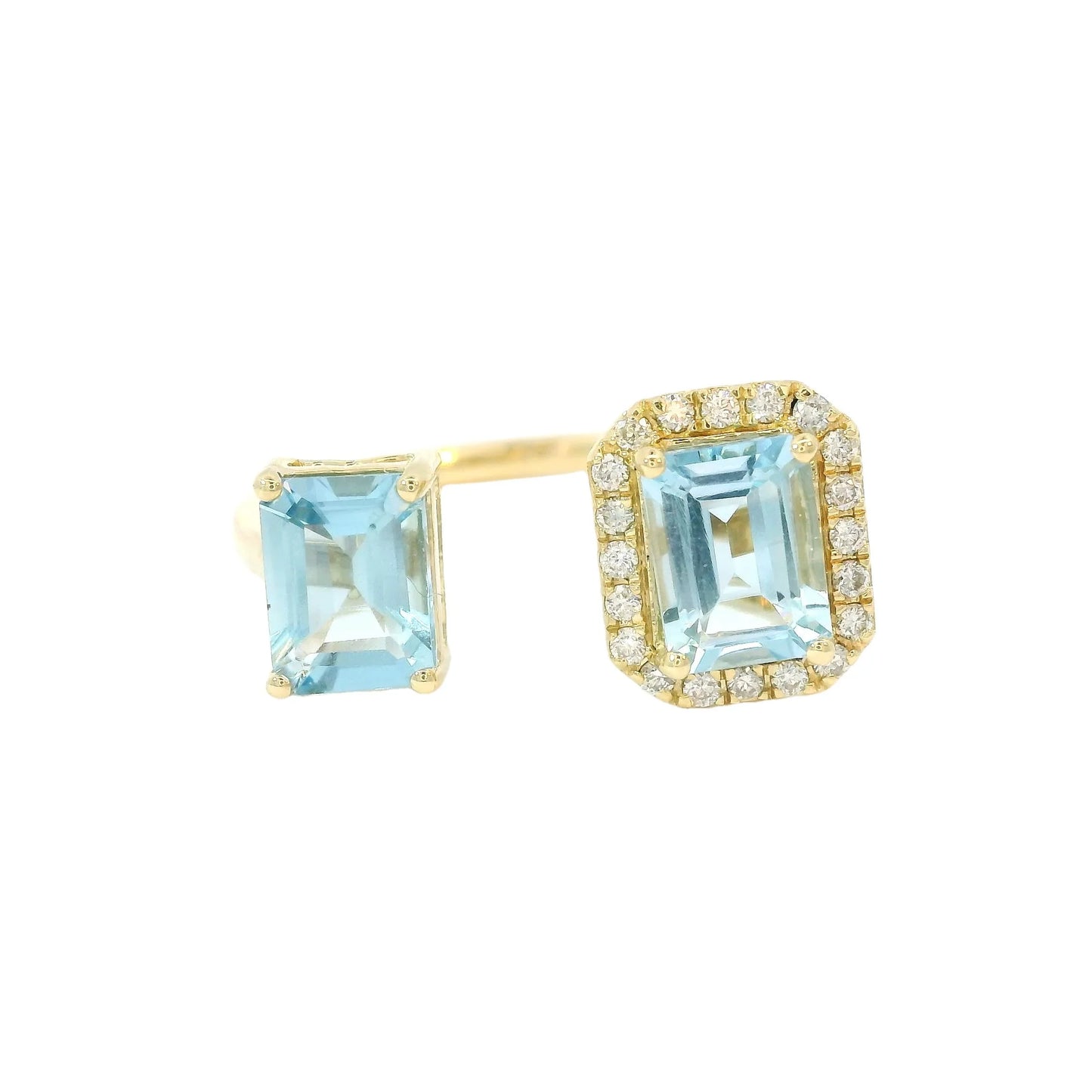14KT YELLOW GOLD AQUAMARINE RING WITH DIAMONDS