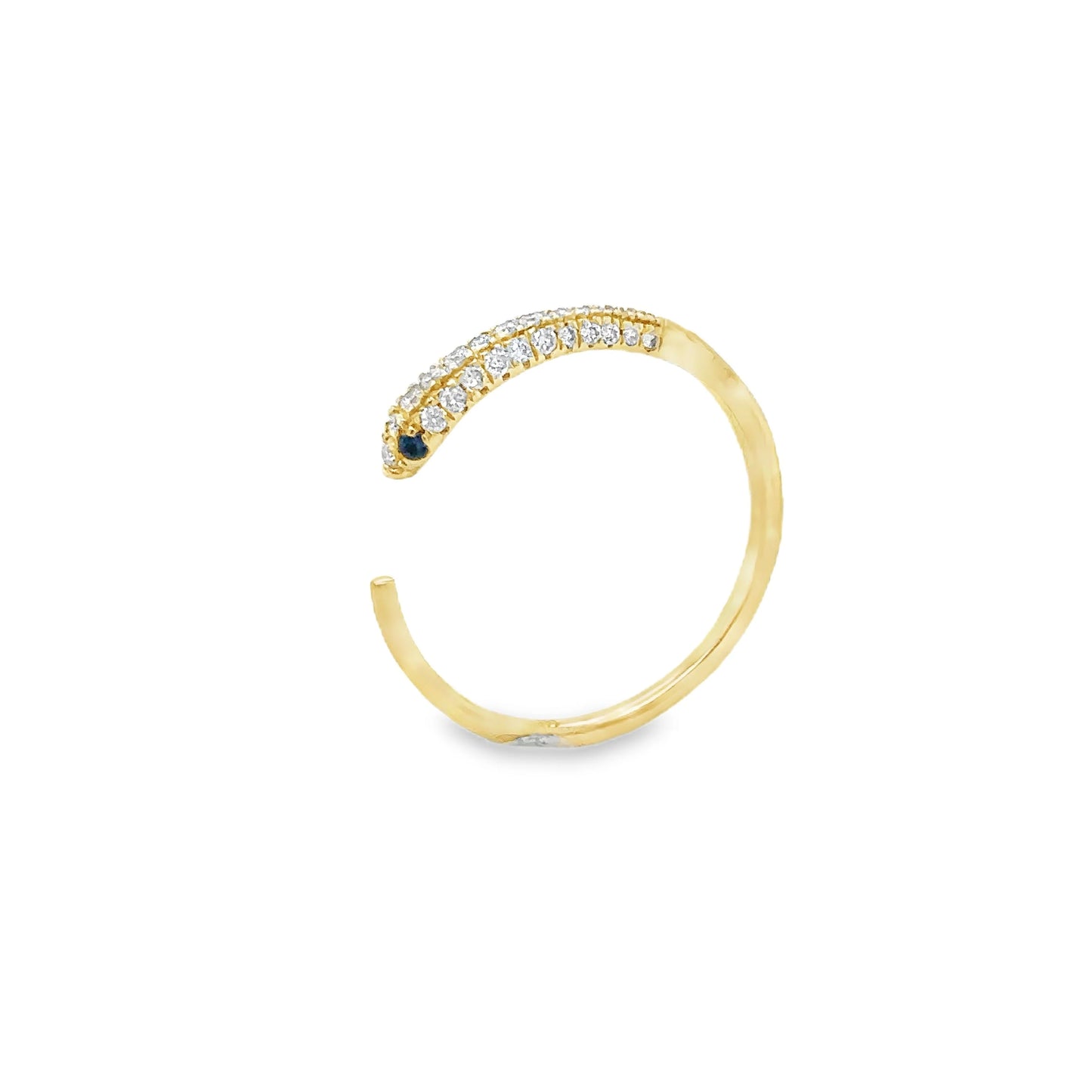 14KT YELLOW GOLD BLUE SAPPHIRE AND DIAMONDS SNAKE RING